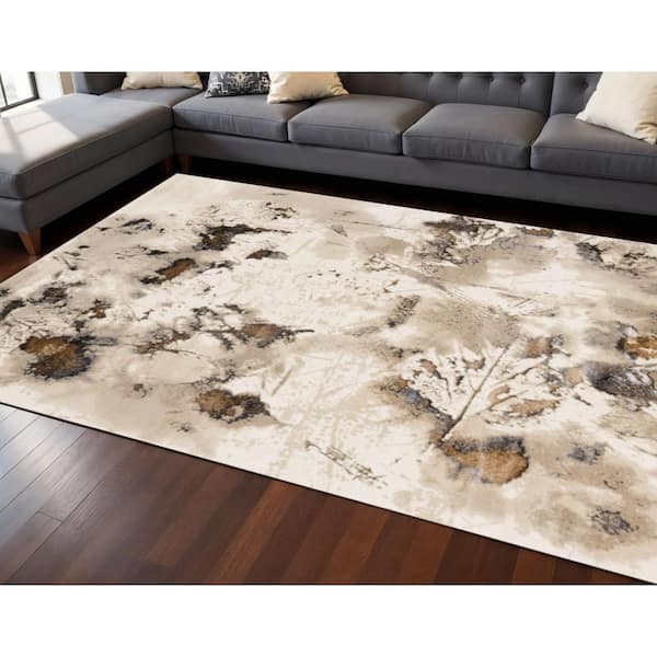 8 ft. x 11 ft. Taupe And Brown Abstract Area Rug