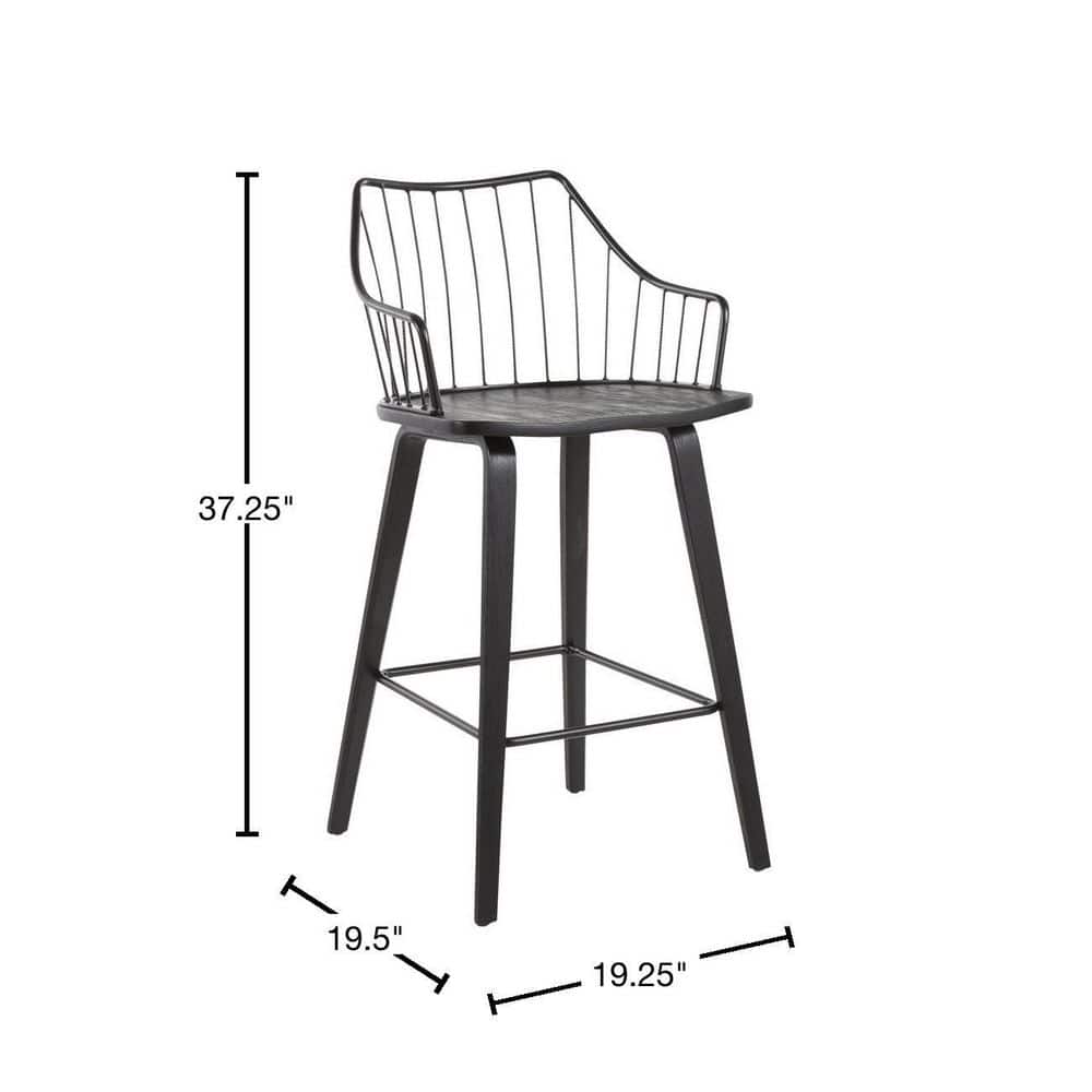 Winston Black Wood and Metal Swivel Counter Stool