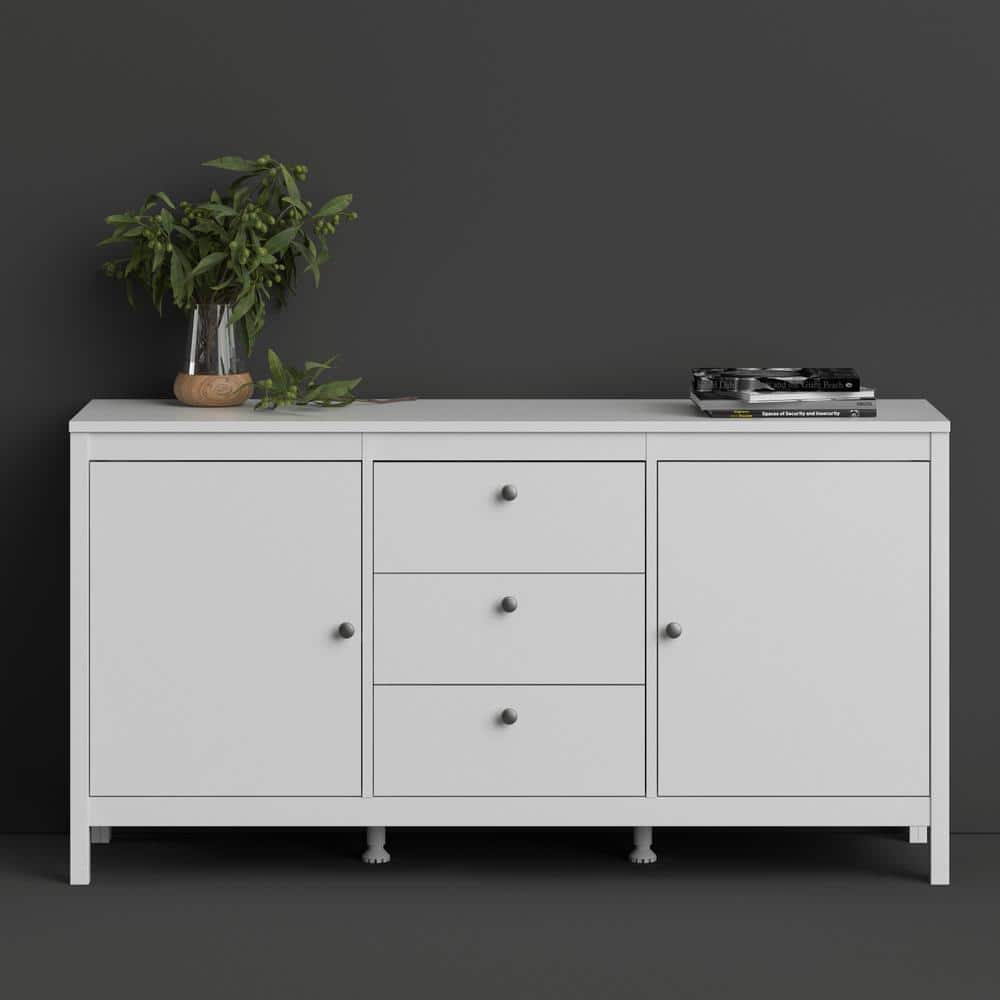 White Contemporary 2-Door Sideboard with 3 Drawers