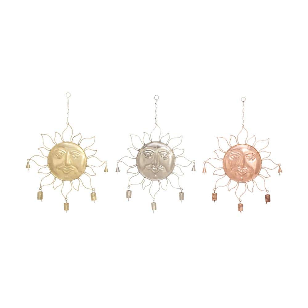 17 in. Multicolor Metal Sun Wind Chimes with Bells