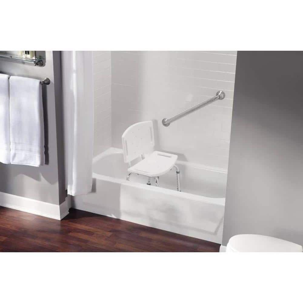 Adjustable White Polypropylene Shower Chair with Aluminum Legs