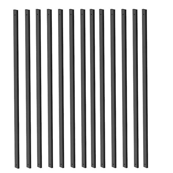 Afoxsos 38 in. x 1 in. Metal Deck Rectangular Spindles Staircase Baluster with Screws in Black-(50-Pack)