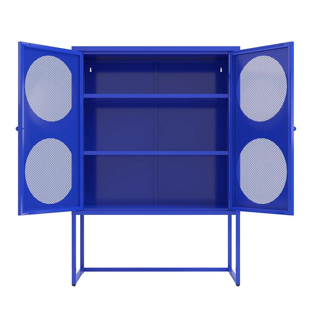 33.5 in. W x 15.7 in. D x 47.2 in. H Bathroom Blue Linen Cabinet