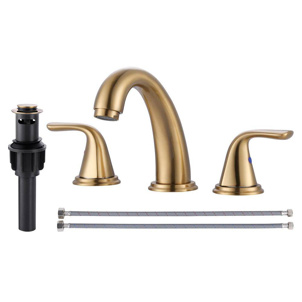 8 in. Widespread Double Handle Bathroom Faucet in Brushed Gold price history on PriceWatchPro