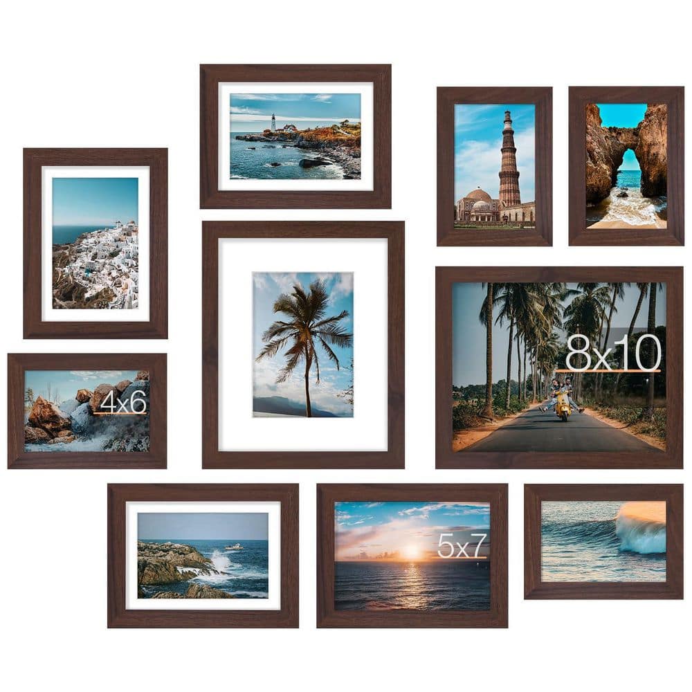 Brown Wall Mounting Gallery Frame Set for Collage Wall Decor and Tabletop D