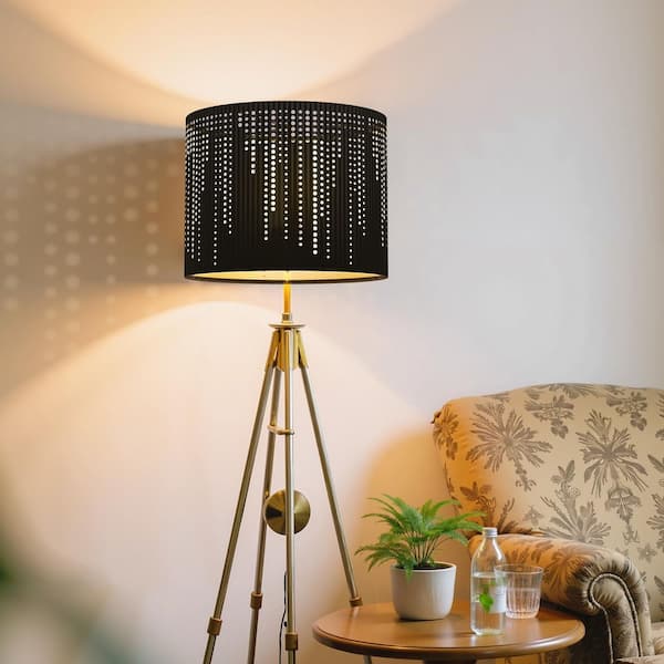 10 in. Black Drum Lampshade Modern Metal Shades for Table Floor Pendant Light with 0.47 in. Neckless Fitter (2-Pack)