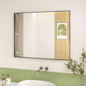 32 in. W x 40 in. H Black Aluminum Rectangular Framed Wall Bathroom Vanity Wall Mount Mirror