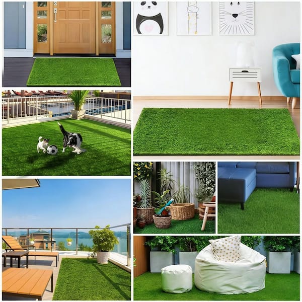 47.3 in. x 31.5 in. Artificial Grass Mixed Sod Plugs with Drainage