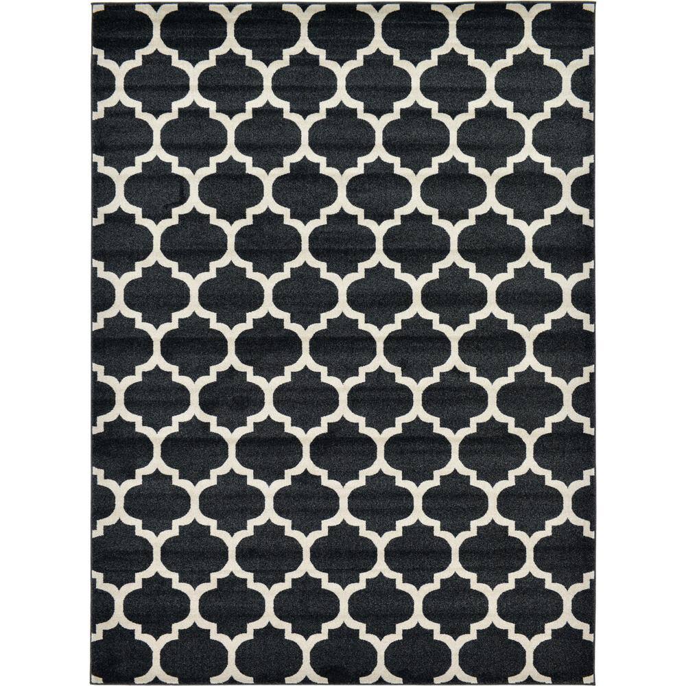 Modern Black Trellis 8'x11' Indoor Rectangular Rug
