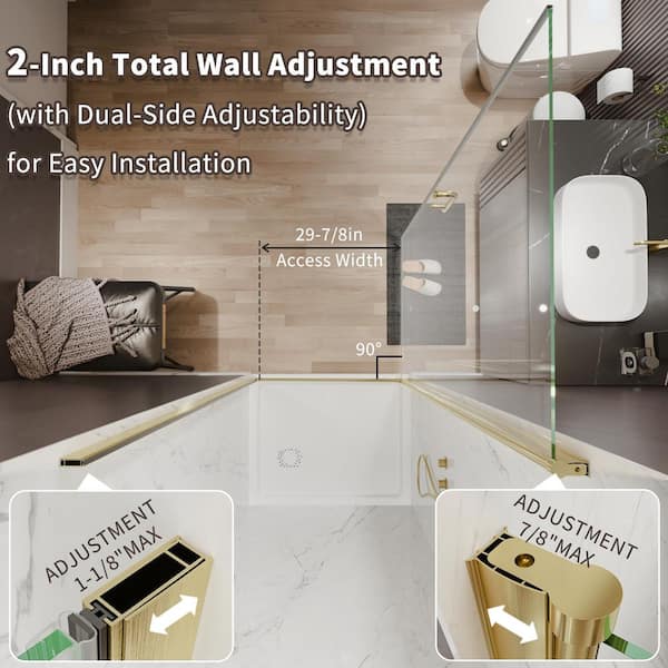 Xspracer Victoria 34 to 36 in. W x 72 in. H Pivot Swing Frameless