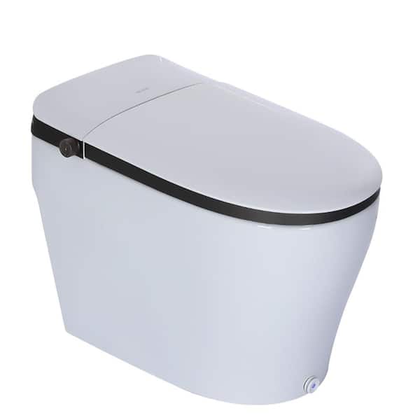 1.28 GPF Elongated Smart White Toilet Bidet Auto Open/Close, Auto Flush, Heated Seat, Warm Air Dryer and Foot Sensor