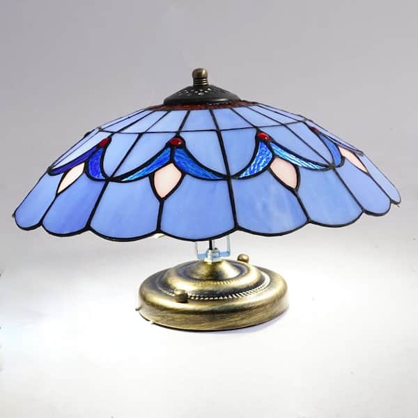 OUKANING 11.81 in. 2-Light Blue Modern Mediterranean Flush