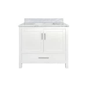 36-in Caen Bath Vanity with Carrara Marble Top, White