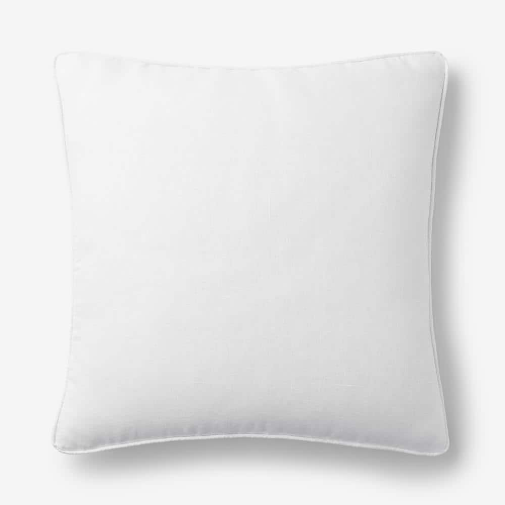 The Company Store Linen White Solid Machine Washable 26 in. x 26 in. Throw Pillow Cover