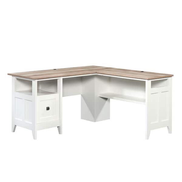 SAUDER August Hill 59.055 in. L-Shape Soft White Computer Desk with File Storage