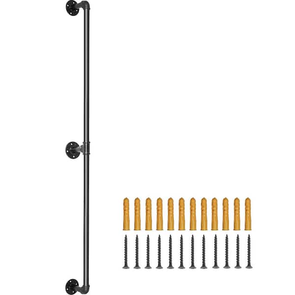 SVOPES Pipe Stair Handrail, 76.9 in. H x 3.74 in. W, Black, , Steel, Stair Railing Kit, 6FT Staircase Handrail, 440 lbs.
