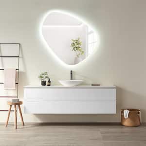 Rasso 32 in. W x 30 in. H Small Novelty/Specialty Frameless LED Light Wall Bathroom Vanity Mirror in Clear Glass