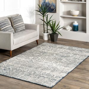 Theresia Vintage Floral Gray 5 ft. x 8 ft. Area Rug