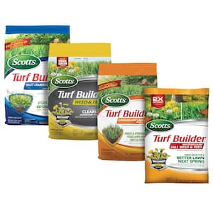 Turf Builder 4-Bag Lawn Fertilizer for Small Lawns with Halts, Weed and Feed5, SummerGuard and WinterGuard Weed and Feed