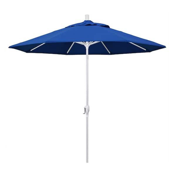 California Umbrella 9 ft. Matted White Aluminum Market Patio Umbrella Push Tilt in Pacific Blue Pacifica