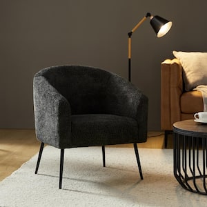 Gideon Black Modern Boucle Armchair with Metal Legs