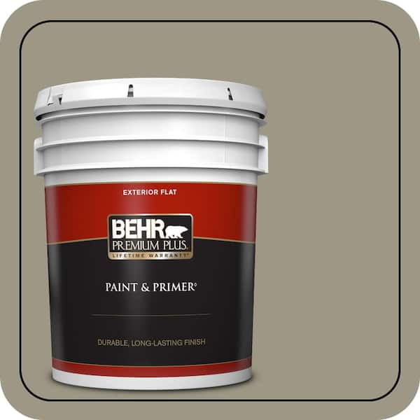 BEHR PREMIUM PLUS 5 gal. #PPU8-20 Dusty Olive Flat Exterior Paint & Primer