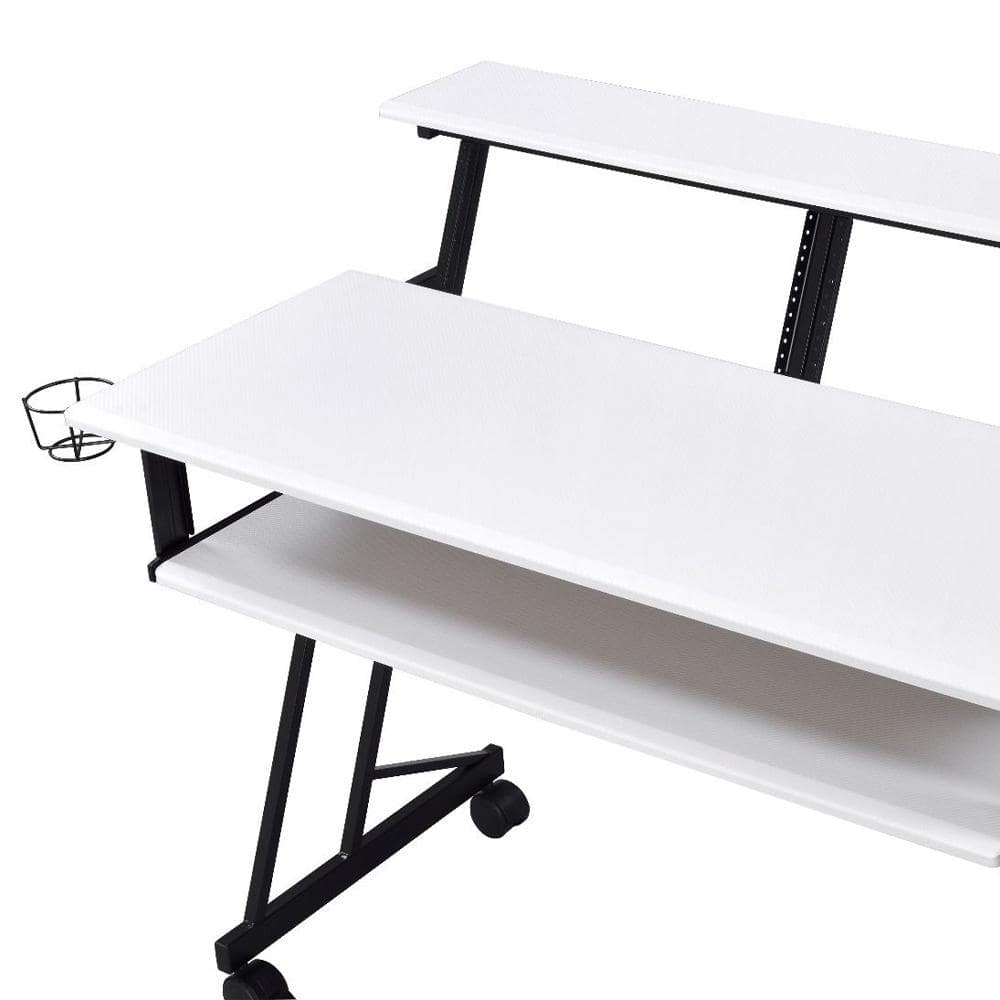 Suitor 53'' White Wood Music Studio Desk with Keyboard Tray