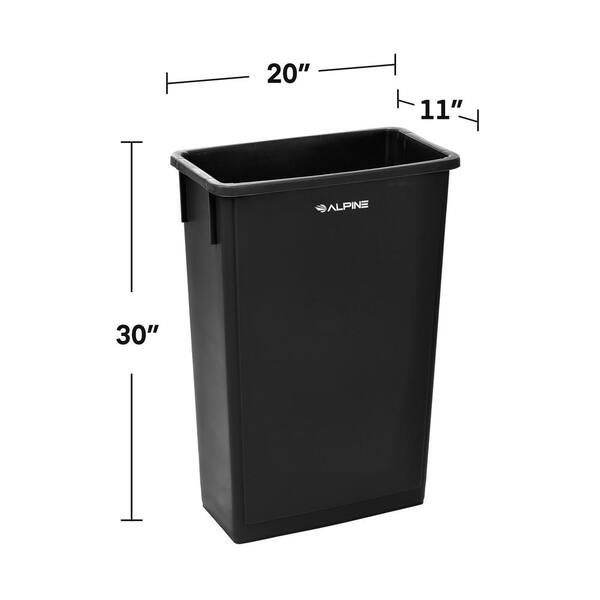 Alpine 23 GALLON BLACK SLIM TRASH CAN 477-BLK - Plant Based Pros