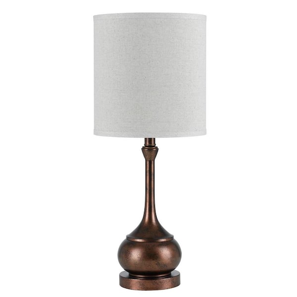 HomeRoots 25 in. Rust Metal Table Lamp with Sand Drum Shade