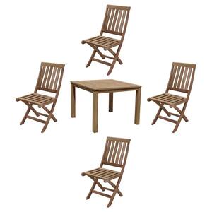 Heritage Natural 5-Piece Teak Square Dining Table Outdoor Dining Set