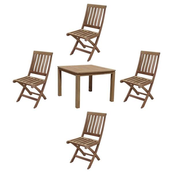 Courtyard Casual Heritage Natural 5Piece Teak Square Dining Table