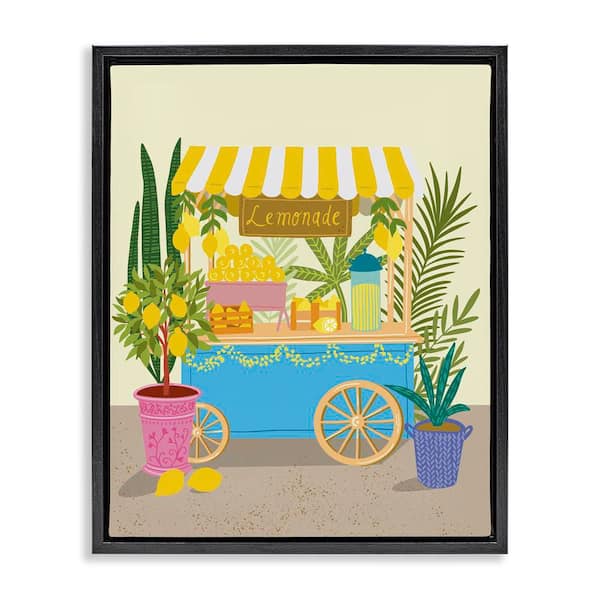 Stupell Industries Food Market Lemonade Stand by Jo Reid Black Floater Frame Food Graphic Art Print 21 in. x 17 in.