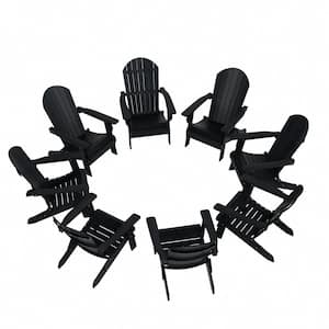 Vineyard Outdoor Black Plastic Folding Adirondack Chair (Set of 8)