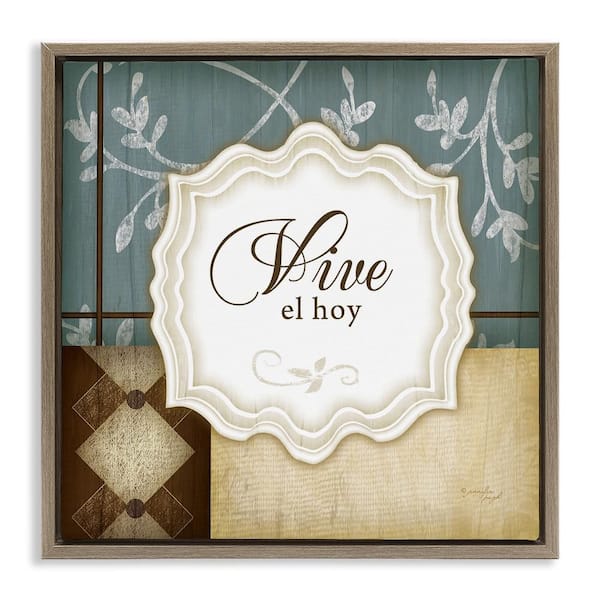 Stupell Industries Live Today Phrase by Jennifer Pugh Brown Floater Frame Typography Graphic Art Print 18 in. x 18 in.