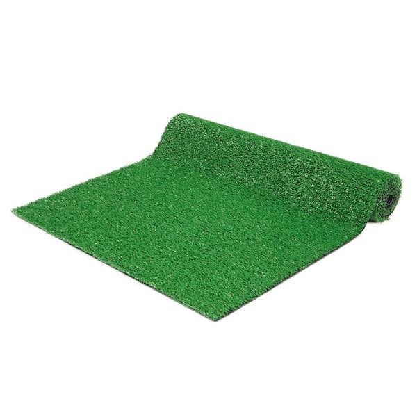 Ottomanson Turf Collection Waterproof Solid Grass 7x10 Indoor/Outdoor Artificial Grass Rug, 6 ft. 6 in. x 9 ft. 2 in., Green