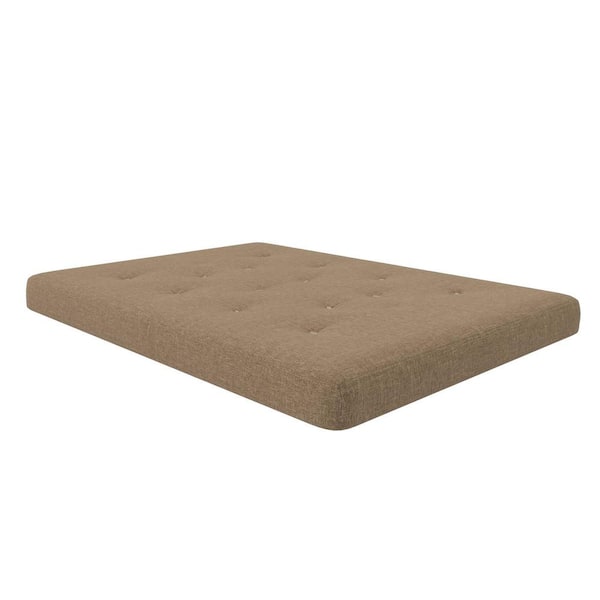DHP Trule 6 in. Bonnell Coil Futon Mattress, Polyester Linen, Full, Tan