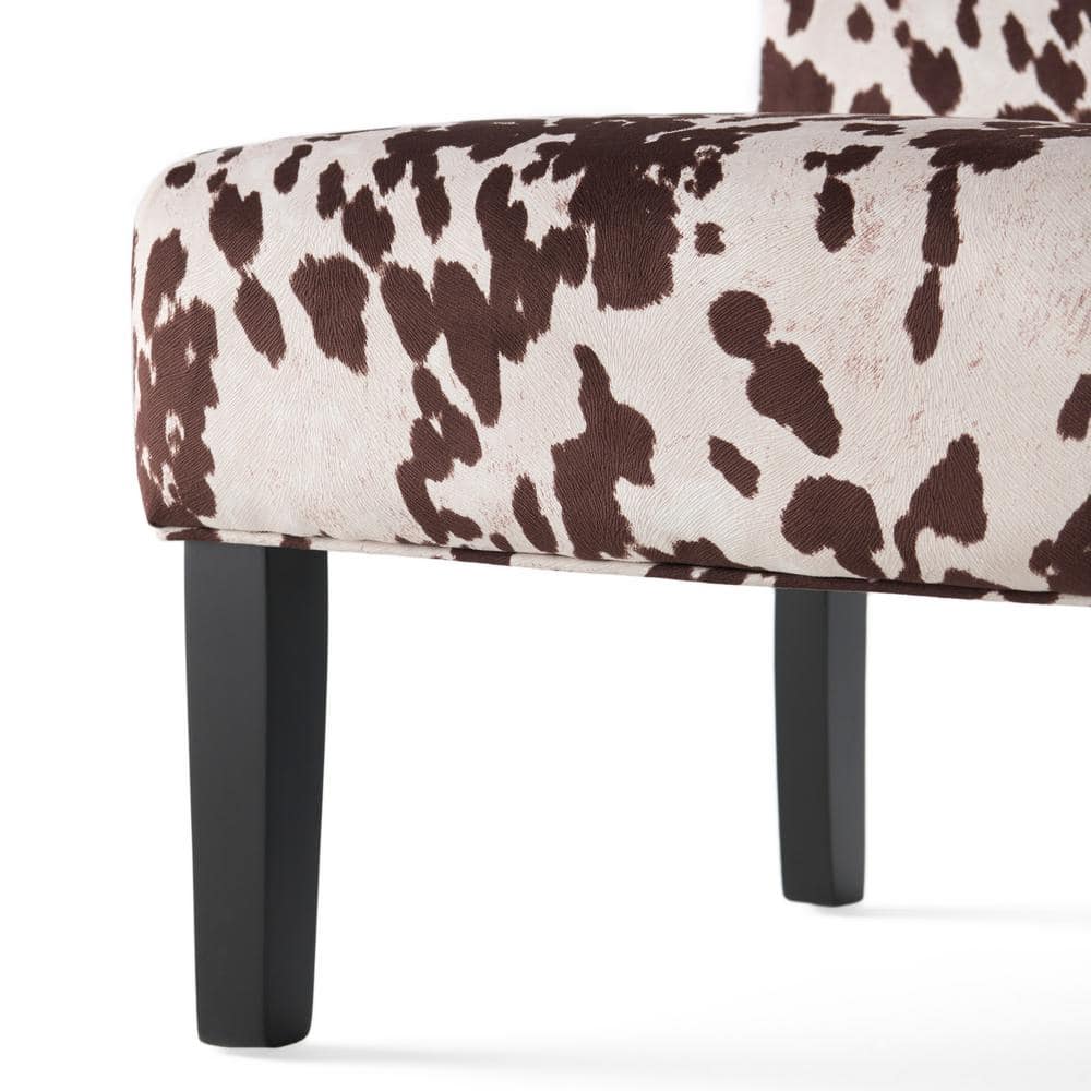 Plush Brown & White Cow Print Velvet Accent Chair