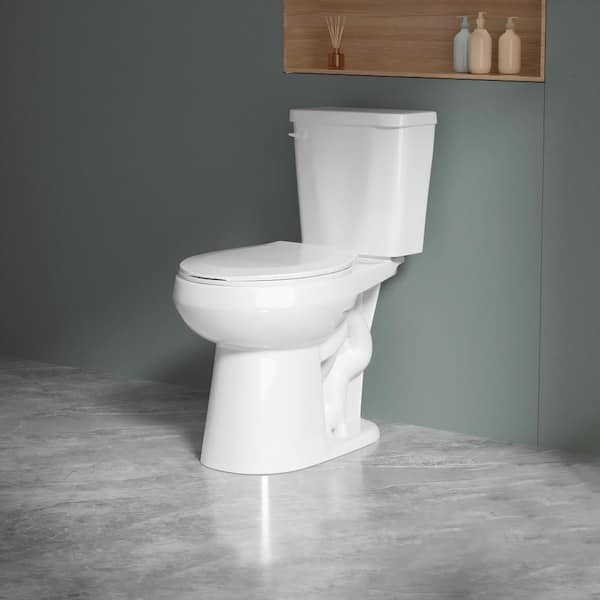 Compact 19 in. Tall Round Toilet 1.28 GPF Single Flush White 2-Piece Toilet with Seat, Ideal for Small Spaces