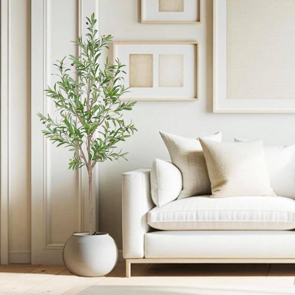 6 ft. Artificial Olive Tree in Pot with Silk Leaves Z0F2Y3XDC4 - The ...