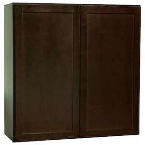 Shaker 36 in. W x 12 in. D x 36 in. H Assembled Wall Kitchen Cabinet in Java