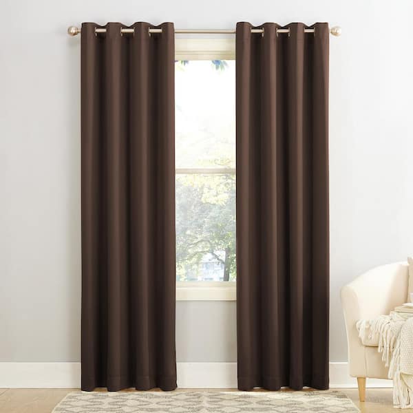 Sun Zero Gregory Chocolate Polyester 54 in. W x 54 in. L Grommet Room Darkening Curtain (Single Panel)