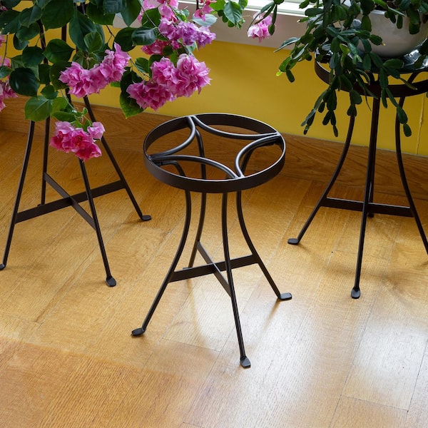 11 in H set of 3 Wrought Iron Tara Outdoor Plant Stands, Kits and Accessories, Versatile Indoor/Outdoor, Roman Bronze