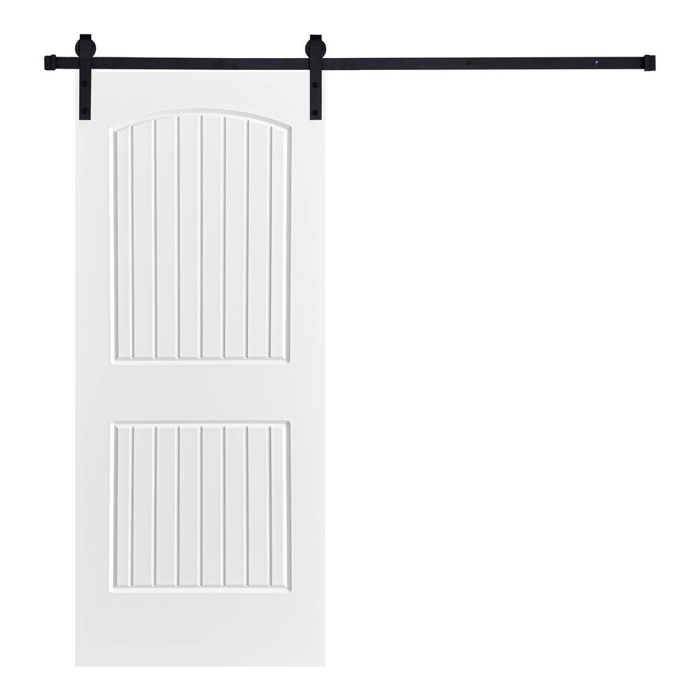 Modern 2-Panel Cheyenne Designed 80 in. x 36 in. MDF Panel White Painted Sliding Barn Door with Hardware Kit price history on PriceWatchPro