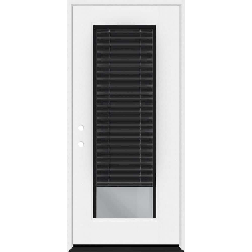 Legacy 30 in. x 80 in. Full Lite Clear Glass Noir Miniblind RHIS White Finish Fiberglass Prehung Door w/4-9/16 in. Jamb price history on PriceWatchPro
