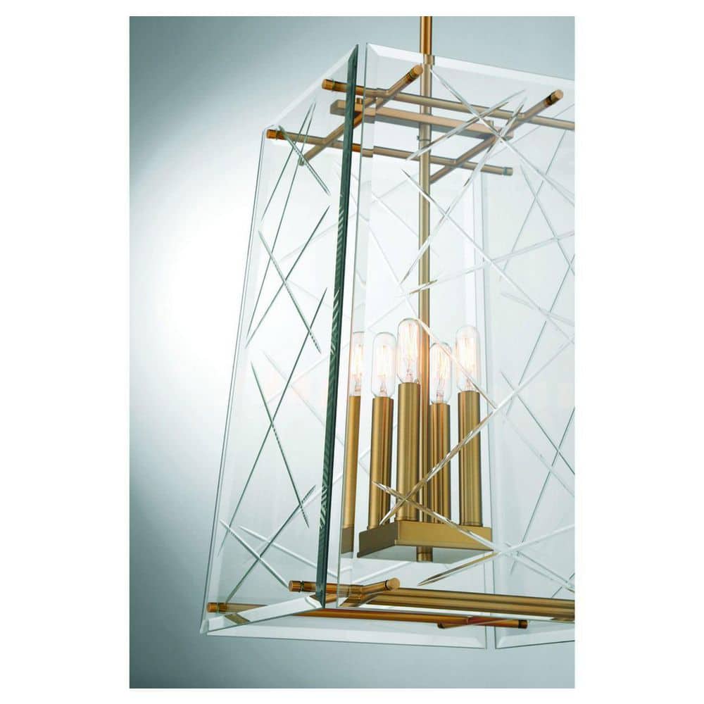 Kole 4-Light Pendant with Clear Glass and Warm Brass Finish