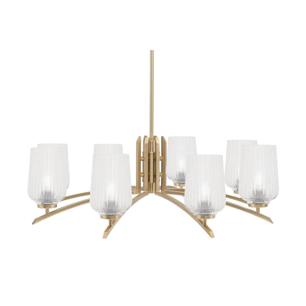 Siena 35 in. 8-Light New Age Brass Chandelier with 5 in. Clear Textured Gla