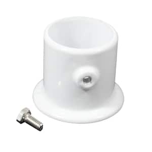 3 in. Surface Mount Flange for Ladders in White Powder-Coated Aluminum