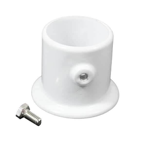 PERMA-CAST 3 in. Surface Mount Flange for Ladders in White Powder-Coated Aluminum