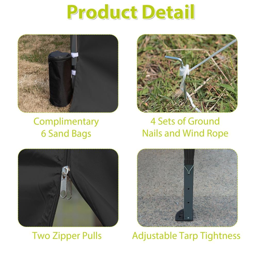 Black 10' x 20' Heavy Duty Pop-Up Canopy Tent with Sidewalls