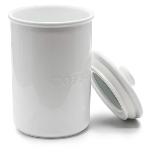 OUR TABLE Simply White 36 Oz Porcelain Coffee Canister in White with Lid